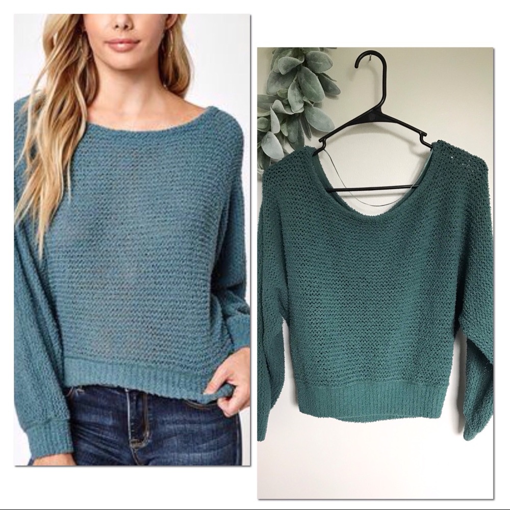LA Hearts Sage Knit Dolman Pullover Sweater